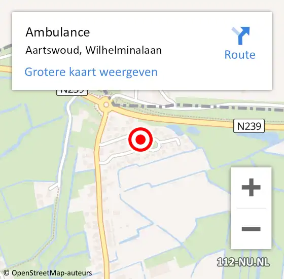 Locatie op kaart van de 112 melding: Ambulance Aartswoud, Wilhelminalaan op 6 september 2014 15:45