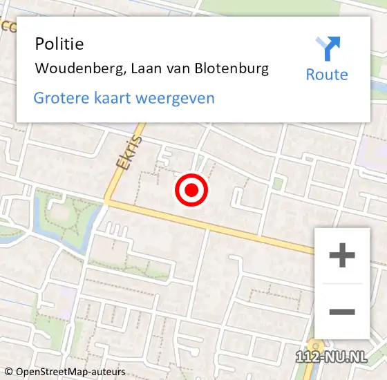 Locatie op kaart van de 112 melding: Politie Woudenberg, Laan van Blotenburg op 1 september 2023 08:55