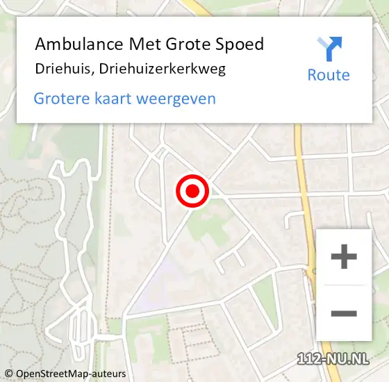 Locatie op kaart van de 112 melding: Ambulance Met Grote Spoed Naar Driehuis, Driehuizerkerkweg op 1 september 2023 08:55