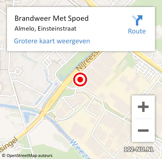 Locatie op kaart van de 112 melding: Brandweer Met Spoed Naar Almelo, Einsteinstraat op 1 september 2023 09:02