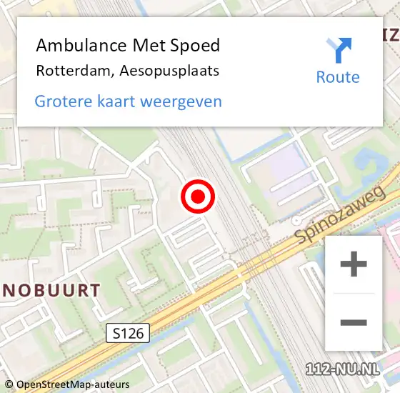 Locatie op kaart van de 112 melding: Ambulance Met Spoed Naar Rotterdam, Aesopusplaats op 1 september 2023 09:07