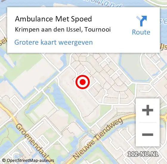 Locatie op kaart van de 112 melding: Ambulance Met Spoed Naar Krimpen aan den IJssel, Tournooi op 1 september 2023 09:12