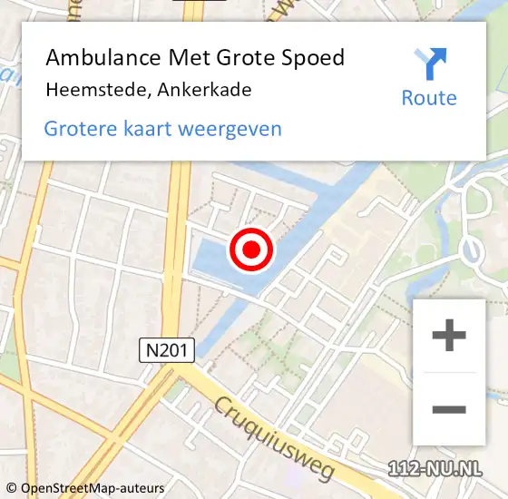 Locatie op kaart van de 112 melding: Ambulance Met Grote Spoed Naar Heemstede, Ankerkade op 1 september 2023 09:16