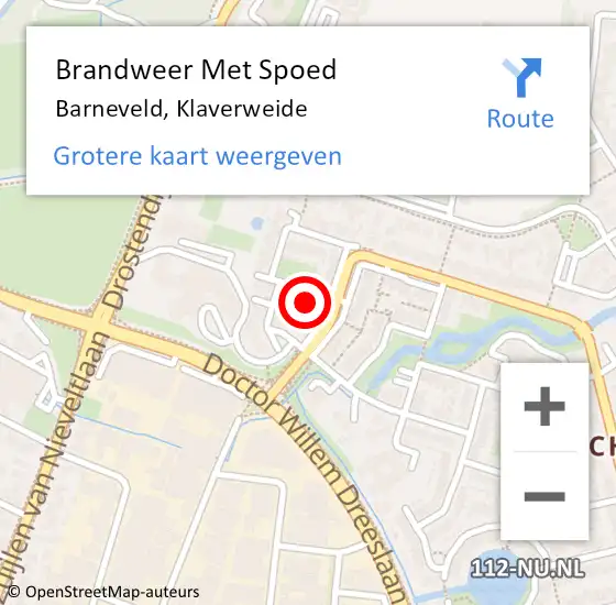 Locatie op kaart van de 112 melding: Brandweer Met Spoed Naar Barneveld, Klaverweide op 1 september 2023 09:27