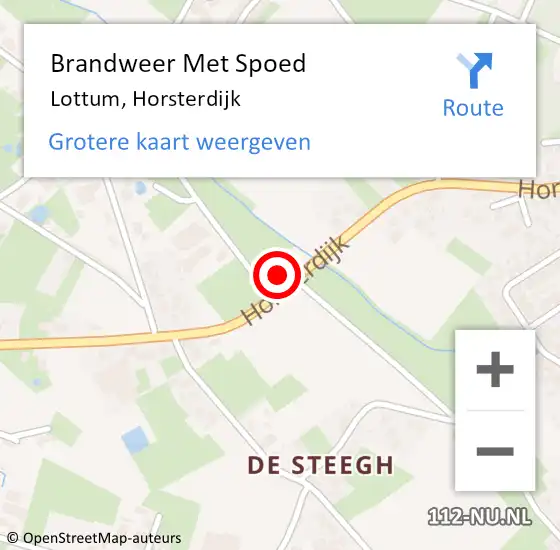 Locatie op kaart van de 112 melding: Brandweer Met Spoed Naar Lottum, Horsterdijk op 1 september 2023 09:46