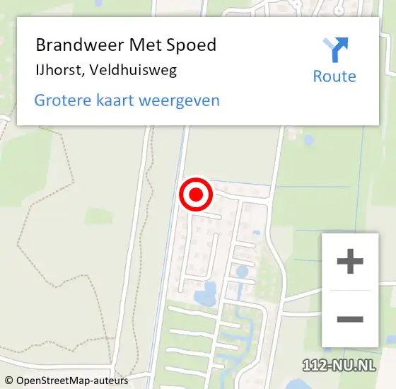 Locatie op kaart van de 112 melding: Brandweer Met Spoed Naar IJhorst, Veldhuisweg op 1 september 2023 09:47