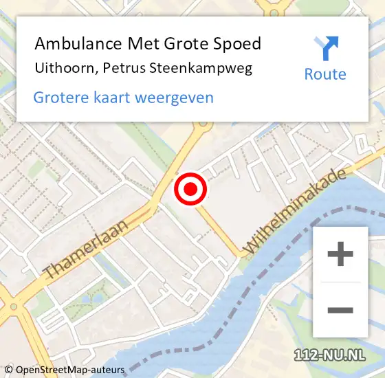 Locatie op kaart van de 112 melding: Ambulance Met Grote Spoed Naar Uithoorn, Petrus Steenkampweg op 1 september 2023 09:51