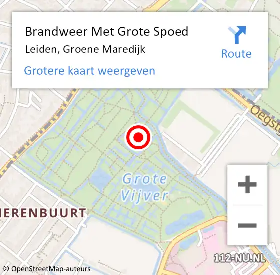 Locatie op kaart van de 112 melding: Brandweer Met Grote Spoed Naar Leiden, Groene Maredijk op 1 september 2023 10:00