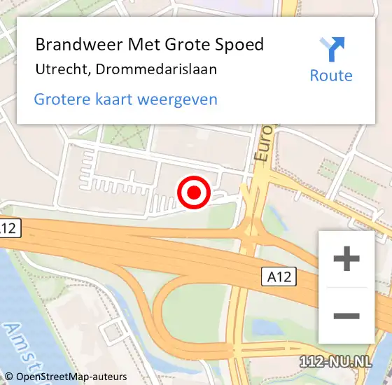 Locatie op kaart van de 112 melding: Brandweer Met Grote Spoed Naar Utrecht, Drommedarislaan op 1 september 2023 10:24