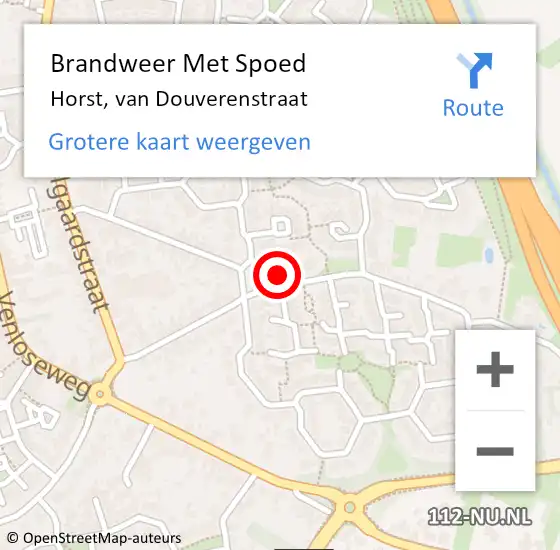 Locatie op kaart van de 112 melding: Brandweer Met Spoed Naar Horst, van Douverenstraat op 1 september 2023 11:03