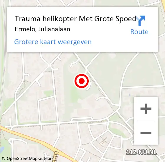 Locatie op kaart van de 112 melding: Trauma helikopter Met Grote Spoed Naar Ermelo, Julianalaan op 1 september 2023 11:03