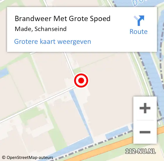 Locatie op kaart van de 112 melding: Brandweer Met Grote Spoed Naar Made, Schanseind op 1 september 2023 11:13