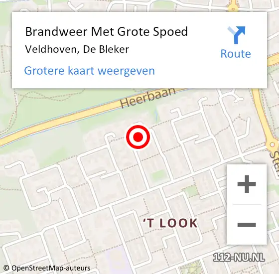 Locatie op kaart van de 112 melding: Brandweer Met Grote Spoed Naar Veldhoven, De Bleker op 1 september 2023 11:50