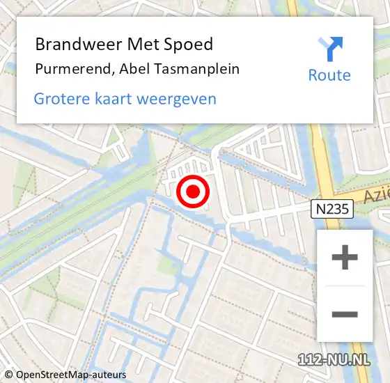 Locatie op kaart van de 112 melding: Brandweer Met Spoed Naar Purmerend, Abel Tasmanplein op 1 september 2023 11:58