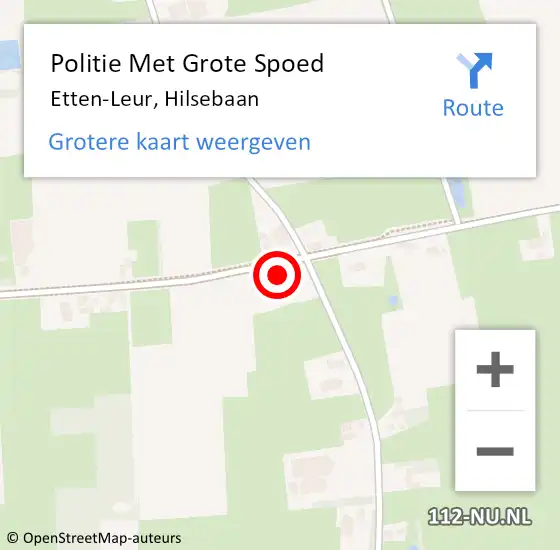 Locatie op kaart van de 112 melding: Politie Met Grote Spoed Naar Etten-Leur, Hilsebaan op 1 september 2023 12:07