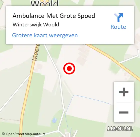 Locatie op kaart van de 112 melding: Ambulance Met Grote Spoed Naar Winterswijk Woold op 1 september 2023 12:14