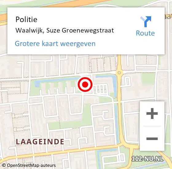 Locatie op kaart van de 112 melding: Politie Waalwijk, Suze Groenewegstraat op 1 september 2023 12:34