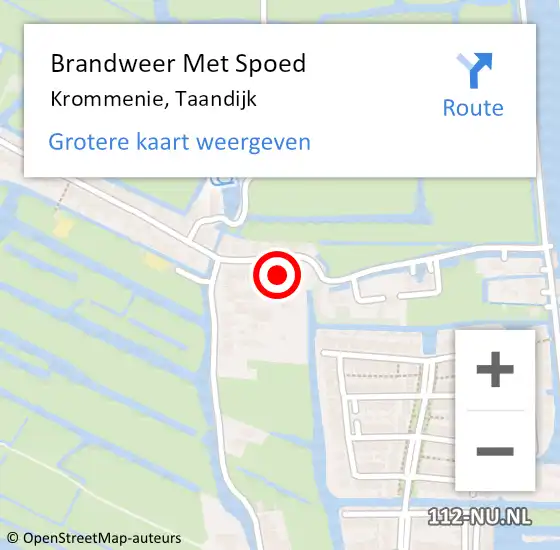 Locatie op kaart van de 112 melding: Brandweer Met Spoed Naar Krommenie, Taandijk op 1 september 2023 12:49