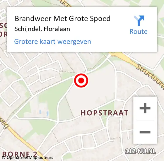 Locatie op kaart van de 112 melding: Brandweer Met Grote Spoed Naar Schijndel, Floralaan op 1 september 2023 13:47