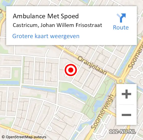 Locatie op kaart van de 112 melding: Ambulance Met Spoed Naar Castricum, Johan Willem Frisostraat op 1 september 2023 13:50