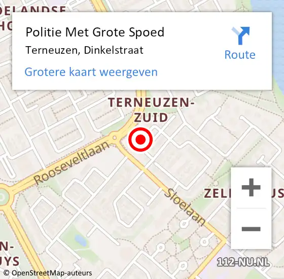 Locatie op kaart van de 112 melding: Politie Met Grote Spoed Naar Terneuzen, Dinkelstraat op 1 september 2023 13:54