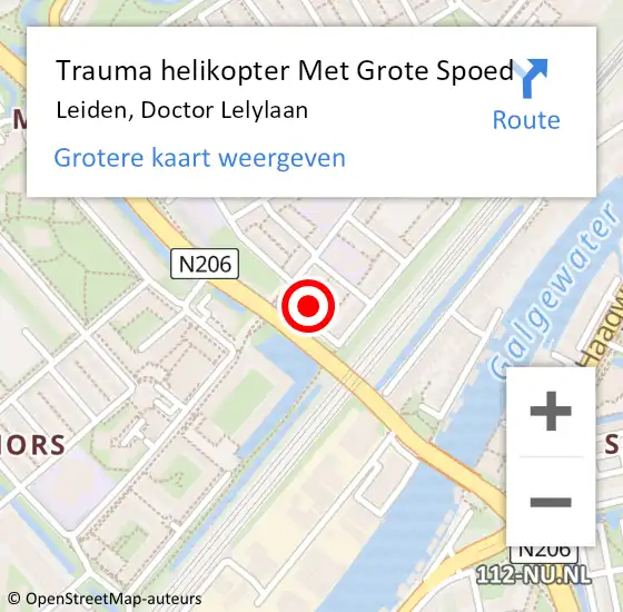 Locatie op kaart van de 112 melding: Trauma helikopter Met Grote Spoed Naar Leiden, Doctor Lelylaan op 1 september 2023 13:57