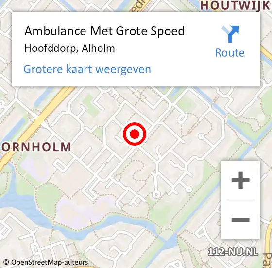 Locatie op kaart van de 112 melding: Ambulance Met Grote Spoed Naar Hoofddorp, Alholm op 1 september 2023 14:09