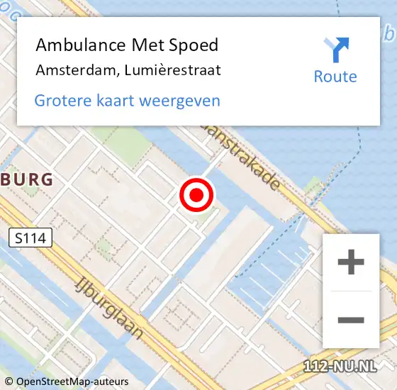 Locatie op kaart van de 112 melding: Ambulance Met Spoed Naar Amsterdam, Lumièrestraat op 1 september 2023 14:26