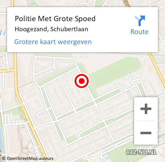 Locatie op kaart van de 112 melding: Politie Met Grote Spoed Naar Hoogezand, Schubertlaan op 1 september 2023 14:31