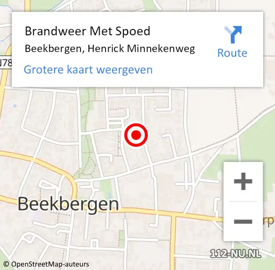 Locatie op kaart van de 112 melding: Brandweer Met Spoed Naar Beekbergen, Henrick Minnekenweg op 1 september 2023 14:40