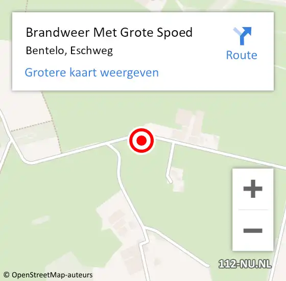 Locatie op kaart van de 112 melding: Brandweer Met Grote Spoed Naar Bentelo, Eschweg op 1 september 2023 15:08