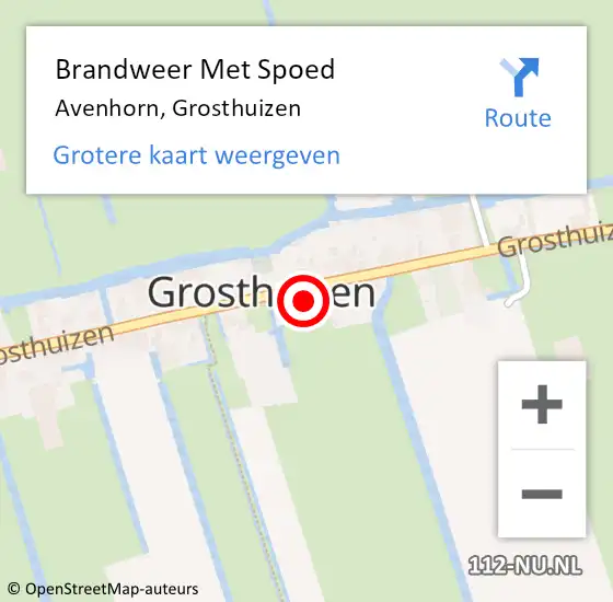 Locatie op kaart van de 112 melding: Brandweer Met Spoed Naar Avenhorn, Grosthuizen op 1 september 2023 15:19