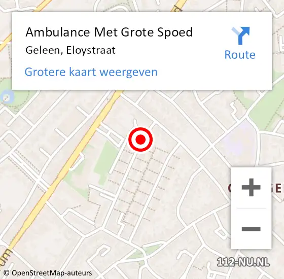 Locatie op kaart van de 112 melding: Ambulance Met Grote Spoed Naar Geleen, Eloystraat op 6 september 2014 16:05