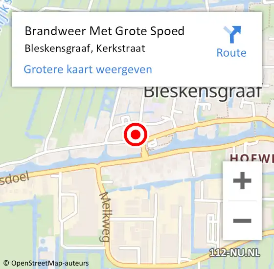 Locatie op kaart van de 112 melding: Brandweer Met Grote Spoed Naar Bleskensgraaf, Kerkstraat op 1 september 2023 15:53