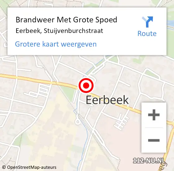 Locatie op kaart van de 112 melding: Brandweer Met Grote Spoed Naar Eerbeek, Stuijvenburchstraat op 1 september 2023 15:53