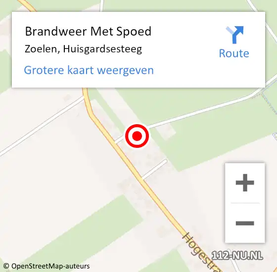 Locatie op kaart van de 112 melding: Brandweer Met Spoed Naar Zoelen, Huisgardsesteeg op 1 september 2023 15:59