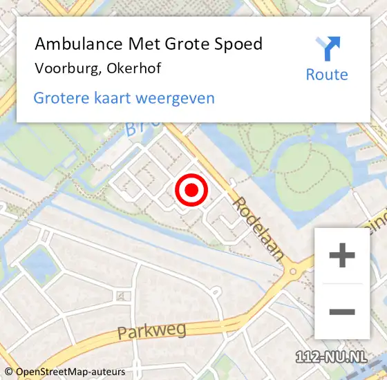 Locatie op kaart van de 112 melding: Ambulance Met Grote Spoed Naar Voorburg, Okerhof op 1 september 2023 16:30