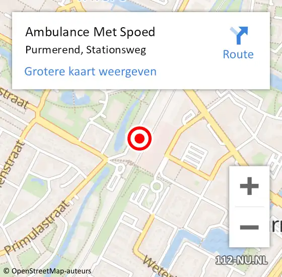 Locatie op kaart van de 112 melding: Ambulance Met Spoed Naar Purmerend, Stationsweg op 1 september 2023 16:36