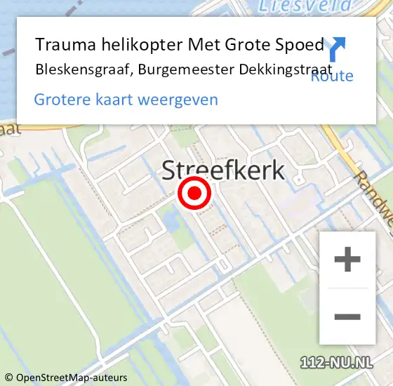 Locatie op kaart van de 112 melding: Trauma helikopter Met Grote Spoed Naar Bleskensgraaf, Burgemeester Dekkingstraat op 1 september 2023 16:38