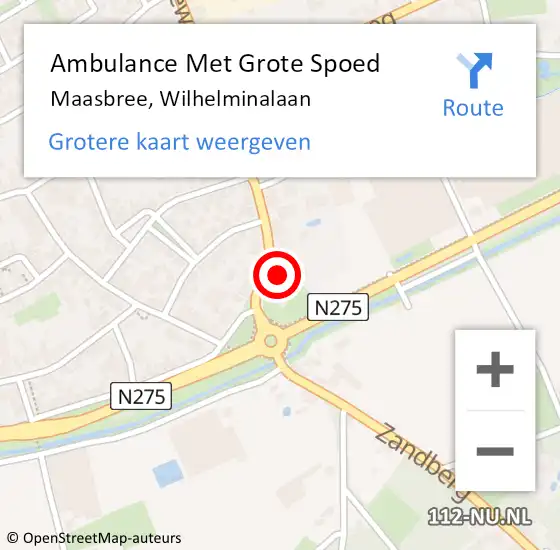 Locatie op kaart van de 112 melding: Ambulance Met Grote Spoed Naar Maasbree, Wilhelminalaan op 1 september 2023 16:43