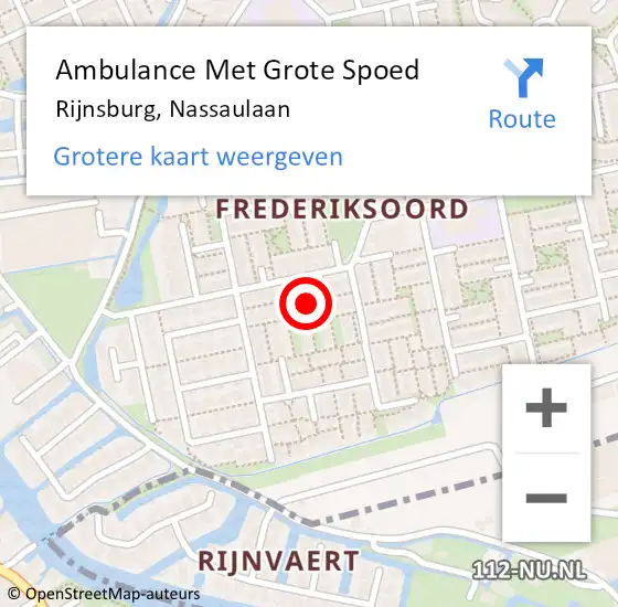 Locatie op kaart van de 112 melding: Ambulance Met Grote Spoed Naar Rijnsburg, Nassaulaan op 1 september 2023 16:53