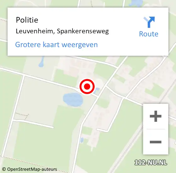 Locatie op kaart van de 112 melding: Politie Leuvenheim, Spankerenseweg op 1 september 2023 16:53