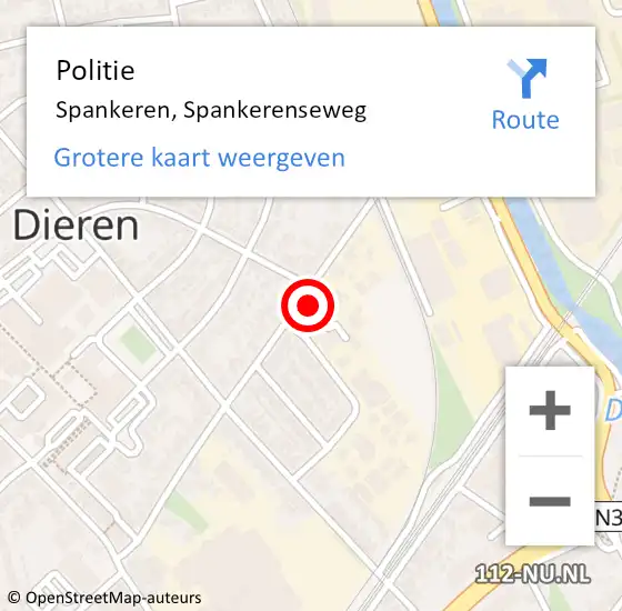 Locatie op kaart van de 112 melding: Politie Spankeren, Spankerenseweg op 1 september 2023 16:54