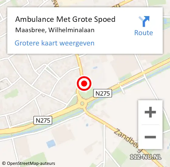 Locatie op kaart van de 112 melding: Ambulance Met Grote Spoed Naar Maasbree, Wilhelminalaan op 1 september 2023 16:54