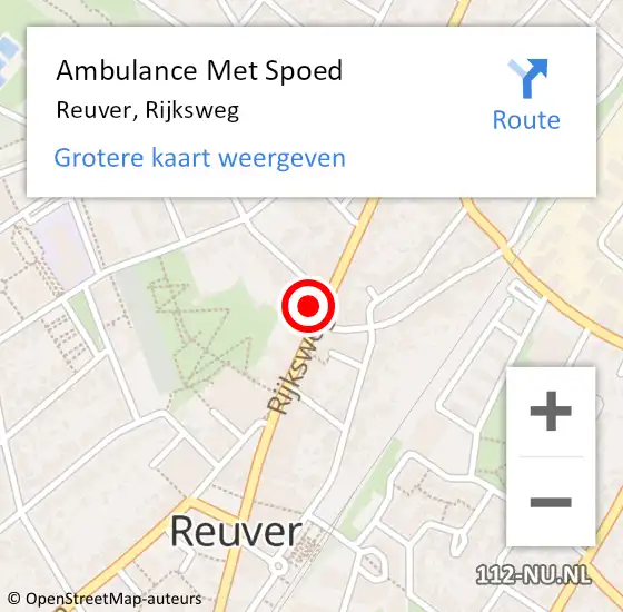 Locatie op kaart van de 112 melding: Ambulance Met Spoed Naar Reuver, Rijksweg op 1 september 2023 17:00