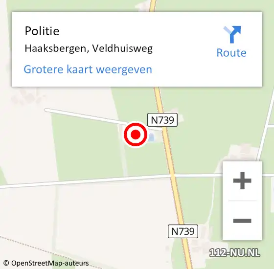 Locatie op kaart van de 112 melding: Politie Haaksbergen, Veldhuisweg op 1 september 2023 17:58