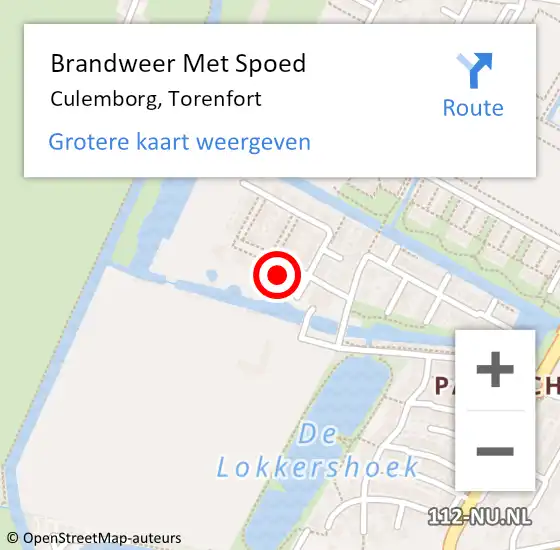 Locatie op kaart van de 112 melding: Brandweer Met Spoed Naar Culemborg, Torenfort op 1 september 2023 19:00