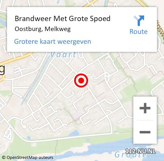 Locatie op kaart van de 112 melding: Brandweer Met Grote Spoed Naar Oostburg, Melkweg op 1 september 2023 19:03