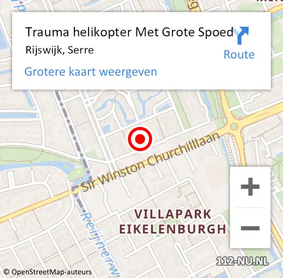 Locatie op kaart van de 112 melding: Trauma helikopter Met Grote Spoed Naar Rijswijk, Serre op 1 september 2023 19:12