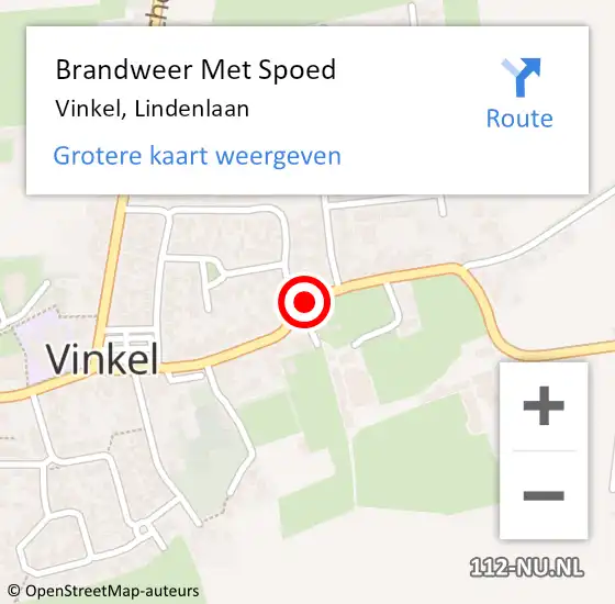 Locatie op kaart van de 112 melding: Brandweer Met Spoed Naar Vinkel, Lindenlaan op 1 september 2023 19:43